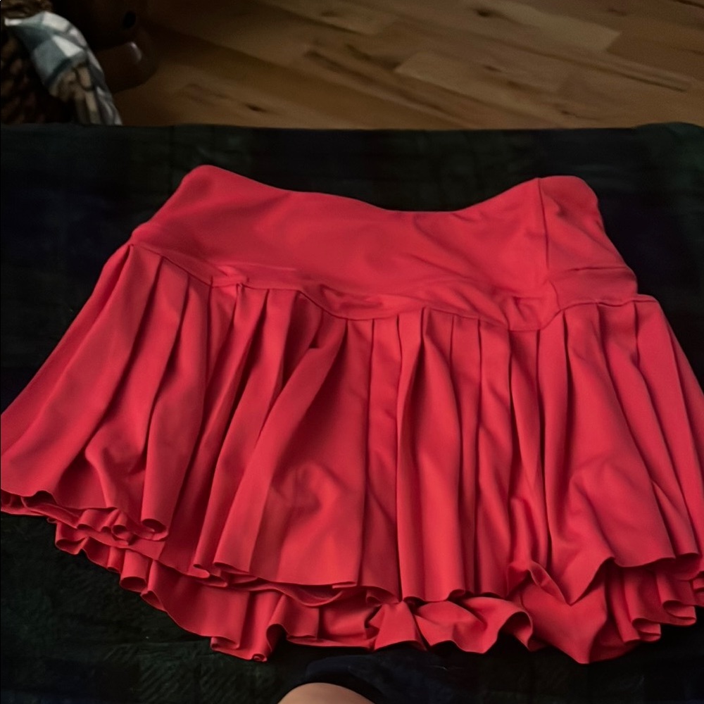 Red Pleated Skirt